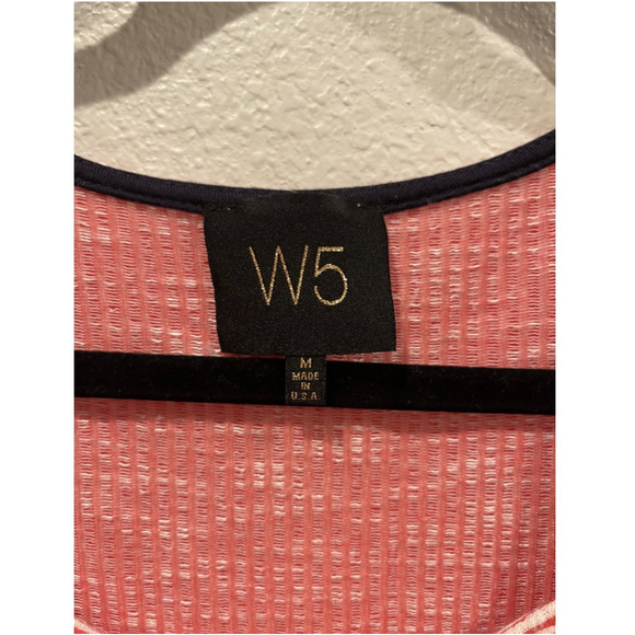 W5 Red White Stripe Short Flutter Square Neck Blouse - Picture 2 of 4